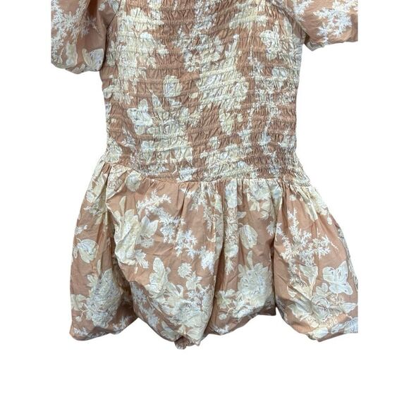 LoveShackFancy x Revolve Asa Mini Dress Espresso Foam Puff Sleeve L EUC Peach - Picture 5 of 13